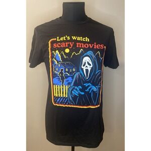 Scream Ghost Face "Let's Watch Scary Movies" Graphic T-Shirt Mens Size Medium